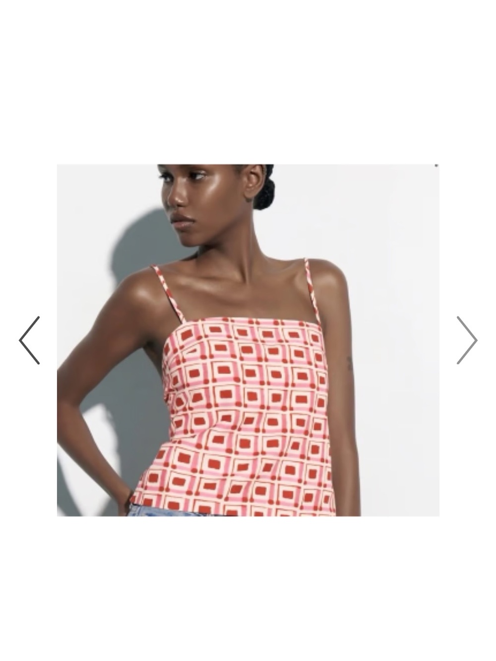 Zara Red and White Geometric Top